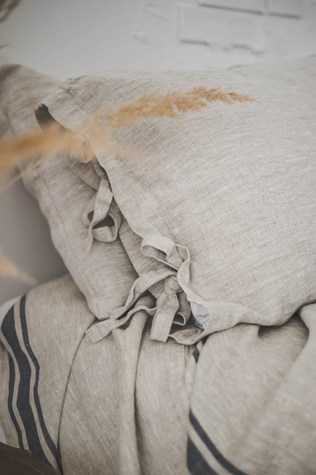 Rustic linen pillowcase, Gently rough linen pillowcase, Natural undyed linen pillow cover, Heavy linen cushion, Washed linen pillowcase.