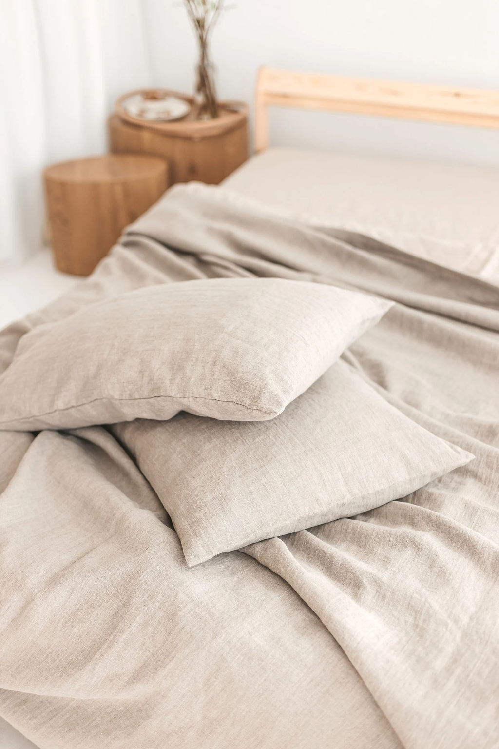 Natural linen pillowcase, Undyed linen pillow sham, Envelope pillow case, Heavyweight linen cushion cover, Stonewashed linen pillowcase.
