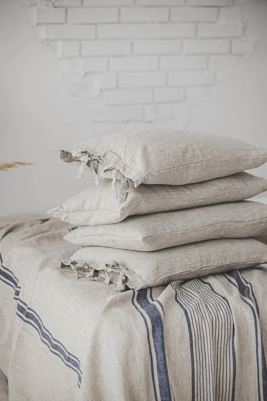 Rustic linen pillowcase, Gently rough linen pillowcase, Natural undyed linen pillow cover, Heavy linen cushion, Washed linen pillowcase.