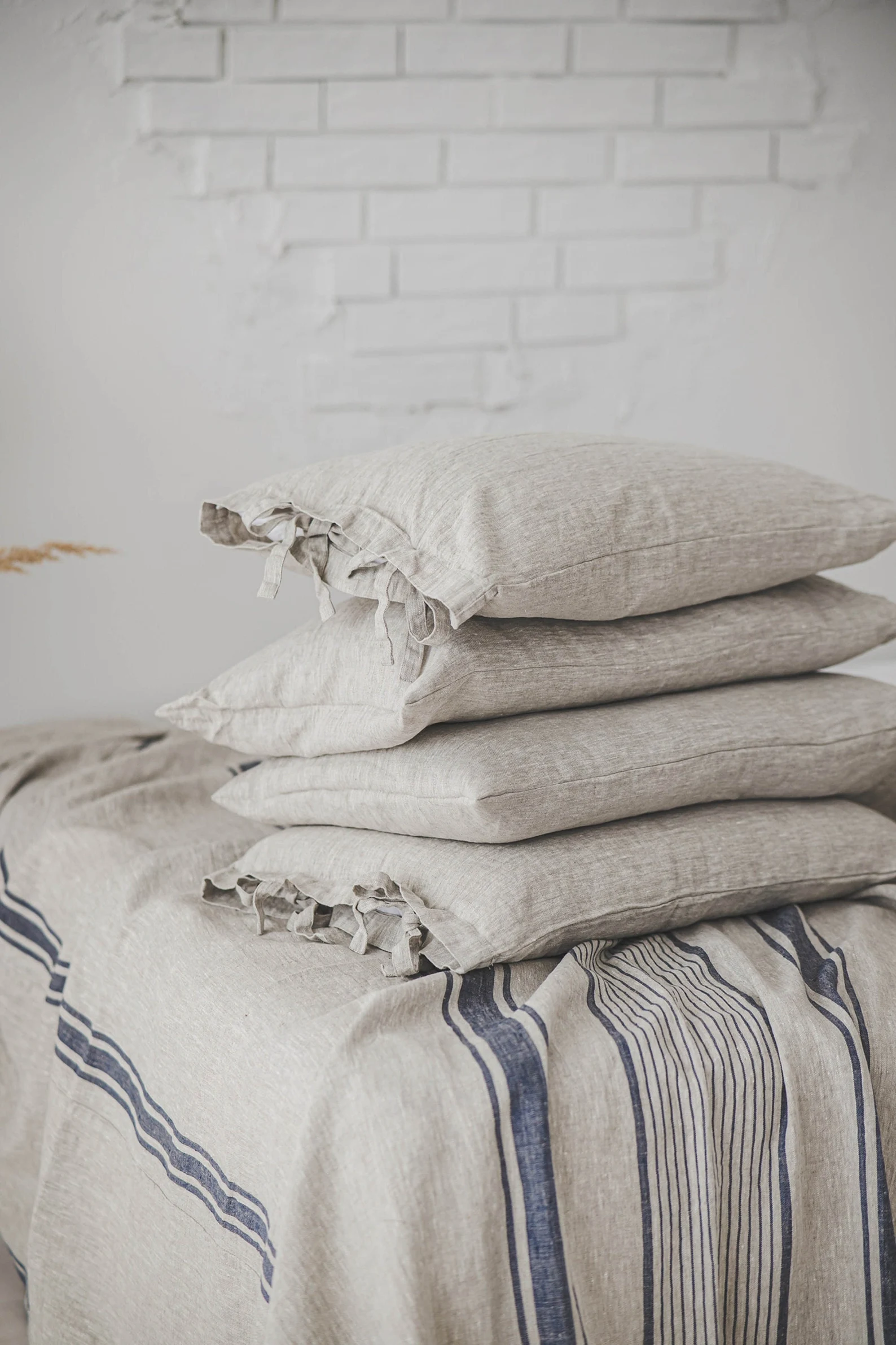 Rustic linen pillowcase, Gently rough linen pillowcase, Natural undyed linen pillow cover, Heavy linen cushion, Washed linen pillowcase.