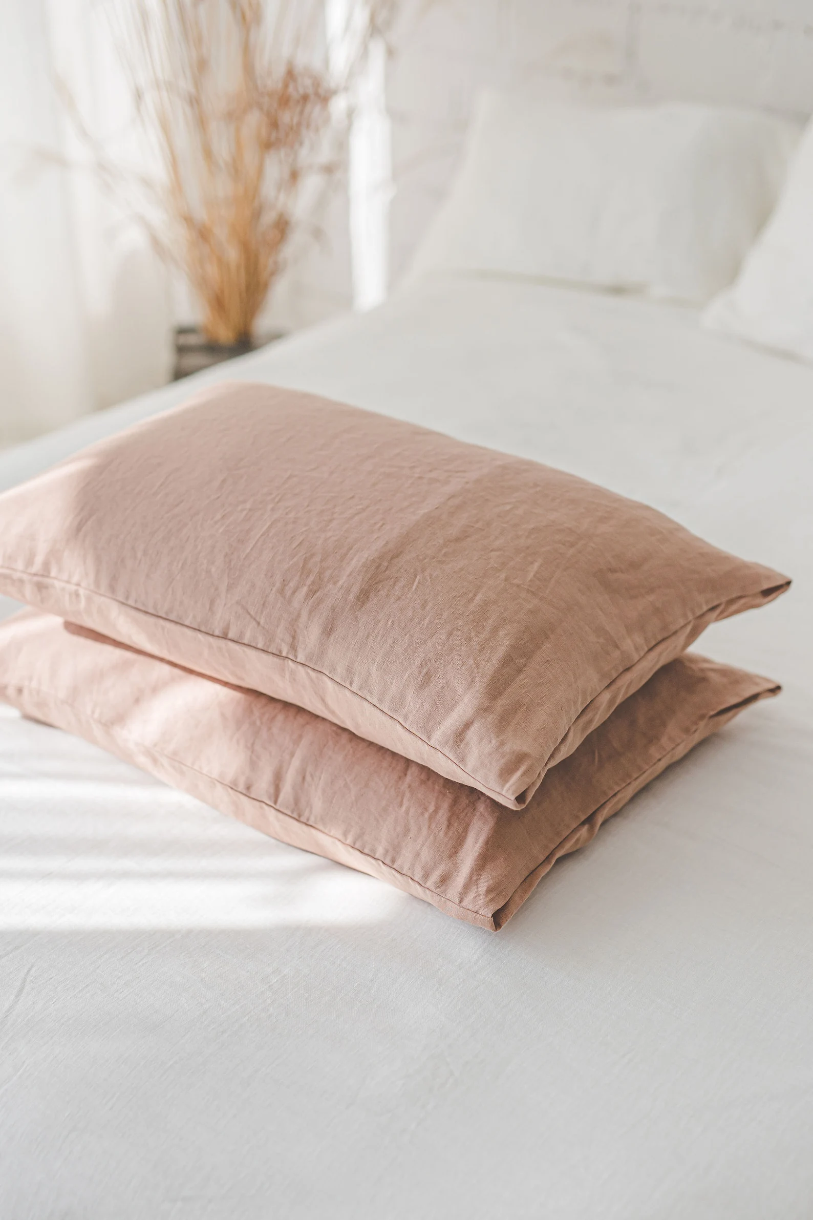 Natural softened linen pillowcase, Handmade linen pillowcase with envelope closure, Standard, King, Queen, custom sizes linen pillowcases.